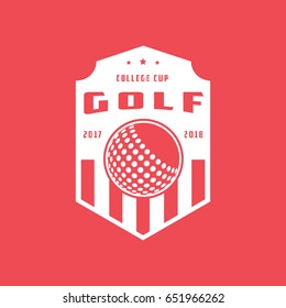 Golf Emblem Flat Icon On Red Background