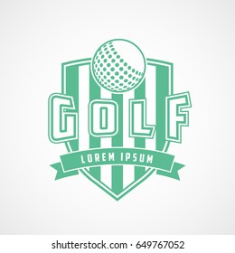 Golf Emblem Green Flat Icon On White Background