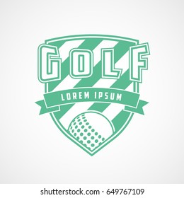 Golf Emblem Green Flat Icon On White Background
