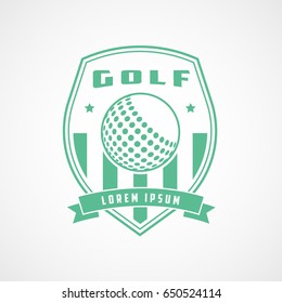 Golf Emblem Green Line Icon On White Background