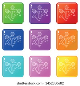 Golf emblem icons set 9 color collection isolated on white for any design