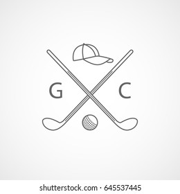 Golf Emblem Line Icon On White Background