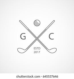 Golf Emblem Line Icon On White Background