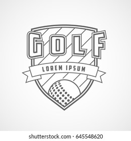 Golf Emblem Line Icon On White Background