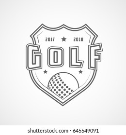 Golf Emblem Line Icon On White Background