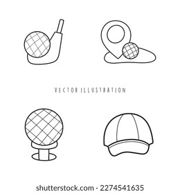 golf equipment outline cartoon vector illustration	