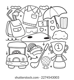 golf equipment outline cartoon vector illustration	