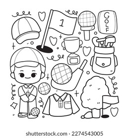 golf equipment outline cartoon vector illustration	