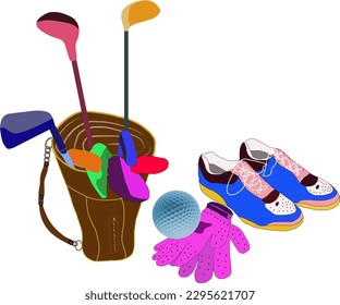 Golf equipment with shoes, socks, basketballs and sticks