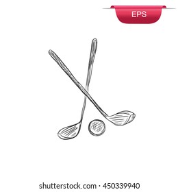 golf equipment, sketch style, vector illustration 