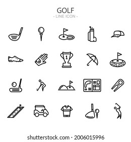 Golf , Equipment , Sport vector thin line icons set. Vector illustration svg