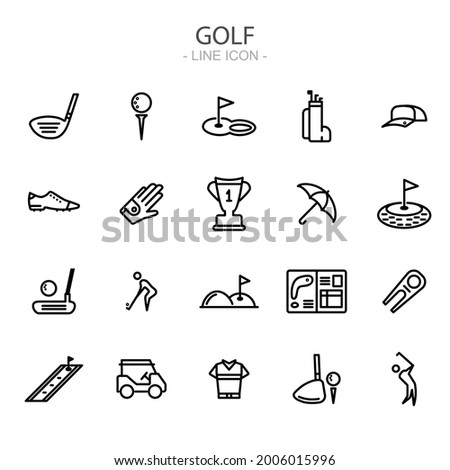 Golf , Equipment , Sport vector thin line icons set. Vector illustration