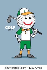 golf face man ball mascot