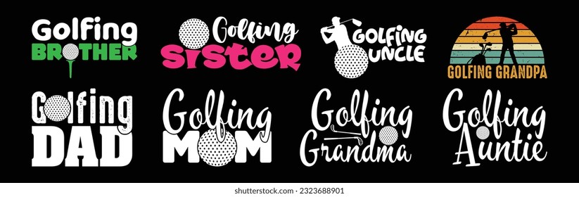 Golf Family T shirt Design Bundle, Vector Golf T shirt  design, Golfing shirt,  Golf typography T shirt design Collection