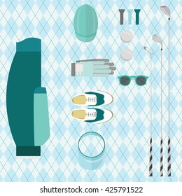 Golf fashion set vector. 