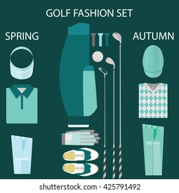 Golf fashion set vector. Spring and autumn fashion set. 