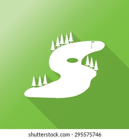 golf field flat icon with long shadow.