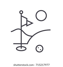 Golf field flat line illustration, concept vector isolated icon on white background 