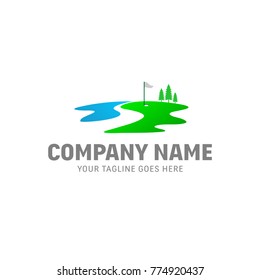 Golf Field - Green Grass Vector Logo