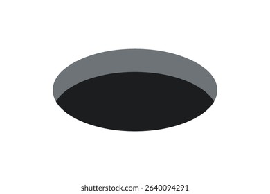 Golf field hole for ball. Rabbit or mouse round hole in ground. 3d perspective circle icon. Vector illustration isolated on white background.