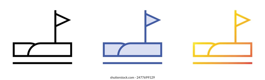 golf field icon. Linear, Blue Fill and Gradient Style Design Isolated On White Background