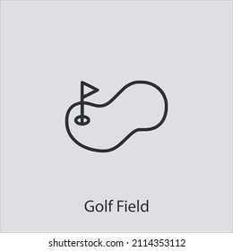 golf field  icon vector icon.Editable stroke.linear style sign for use web design and mobile apps,logo.Symbol illustration.Pixel vector graphics - Vector