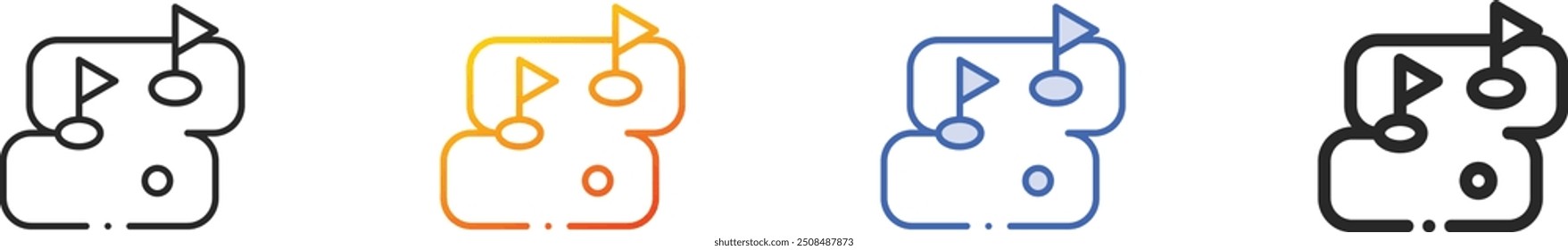 golf field icon.Thin Linear, Gradient, Blue Stroke and bold Style Design Isolated On White Background