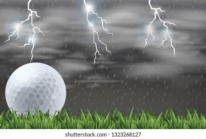 A golf at the field illustration