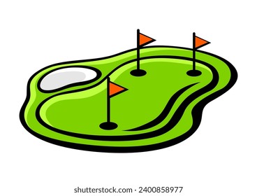 Golf field illustration. Sport club item or symbol.