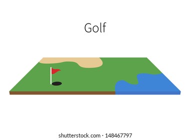 Golf Field isolated on white background. Vector illustration.