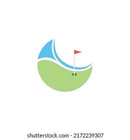 Golf field logo design template vector illustration