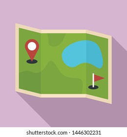 Golf field map icon. Flat illustration of golf field map vector icon for web design
