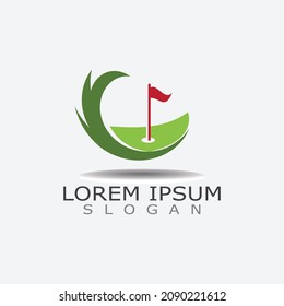 Golf field vector illustration, Golf logo, sport design on white background