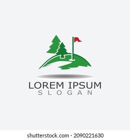 Golf field vector illustration, Golf logo, sport design on white background