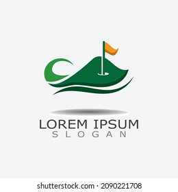 Ilustración de vectores de campo de golf, logotipo de golf, diseño deportivo sobre fondo blanco