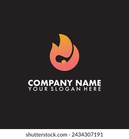 Golf Fuego llamas Logo Plantilla Diseño Vector