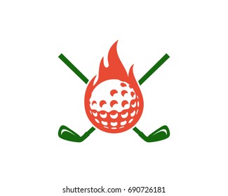 Golf Fire Icon Logo Design Element