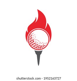 Golf Fire Logo Template Design Vector. Fire and golf ball logo design icon.