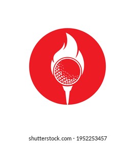 Vector de diseño de plantillas de logotipo de bomberos de golf. Icono de diseño del logo de la bola de fuego y golf.