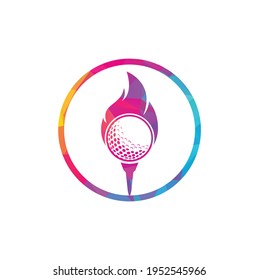 Vector de diseño de plantillas de logotipo de bomberos de golf. Icono de diseño del logo de la bola de fuego y golf.