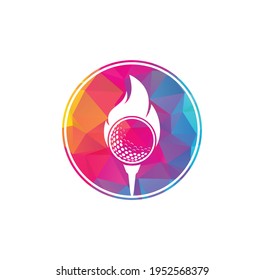 Vector de diseño de plantillas de logotipo de bomberos de golf. Icono de diseño del logo de la bola de fuego y golf.