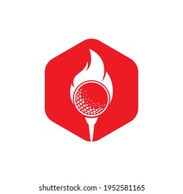 Golf Fire Logo Template Design Vector. Fire and golf ball logo design icon.