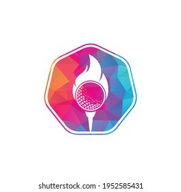 Golf Fire Logo Template Design Vector. Fire and golf ball logo design icon.