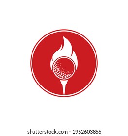 Vector de diseño de plantillas de logotipo de bomberos de golf. Icono de diseño del logo de la bola de fuego y golf.