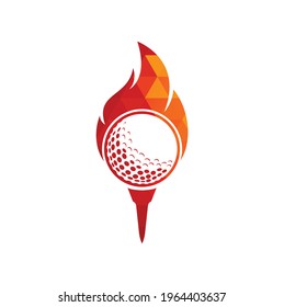 Design-Vektorgrafik für das Logo von Golf Fire. Logo-Design-Symbol für Feuer- und Golfball.	