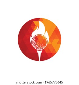 Design-Vektorgrafik für das Logo von Golf Fire. Logo-Design-Symbol für Feuer- und Golfball.	