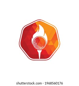 Golf Fire Logo Template Design Vector. Fire and golf ball logo design icon.	