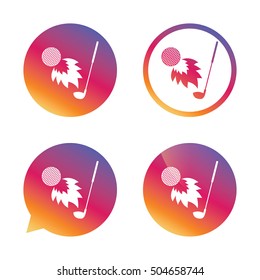 Golf fireball with club sign icon. Sport symbol.
