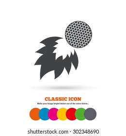 Golf fireball sign icon. Sport symbol. Classic flat icon. Colored circles. Vector