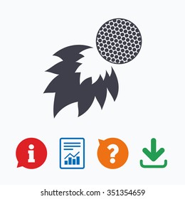 Golf fireball sign icon. Sport symbol. Information think bubble, question mark, download and report.